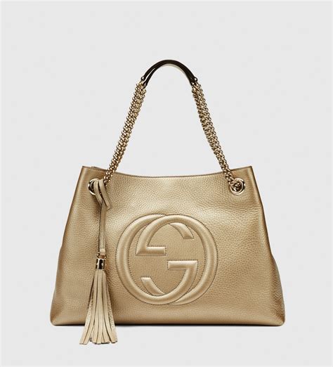 gucci hand bag two straps metalic